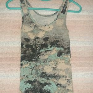 Aqua, cream white and black Marble Tank Top